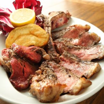 平日限定ランチ！熾火で焼く牛Tボーンステーキをメインに味わう【BISTECCAコース】
