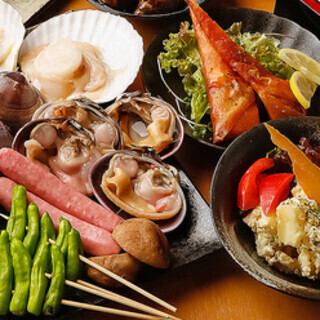 殻付きホタテやカルビ・ホルモンなど全60品食べ飲み放題4980円