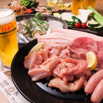 【屋内ビアガーデン】メインが選べる"海鮮""肉三昧"BBQコース♪3H飲み放題付き5,500円⇒4,500円