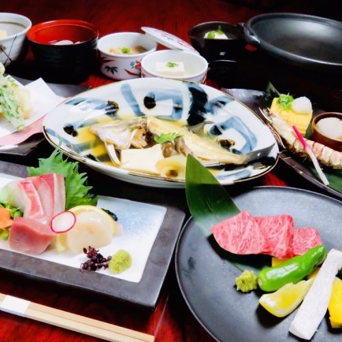120分钟无限畅饮★特选时令鱼类和和牛套餐6,500日元（含税）