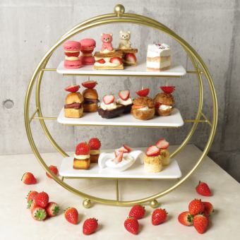 [Reservation required] From 2 people/14:00-16:00 ◆Strawberry afternoon tea◆Total of 9 dishes