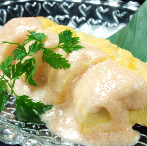 地玉子のだし巻き明太子ソース