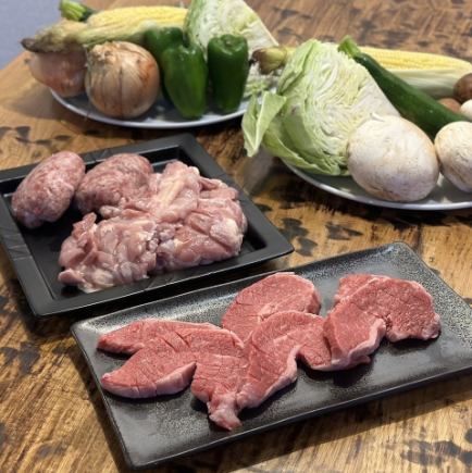 【BBQベーシックコース】越の鶏ももや特製俵ハンバーグを含む全9品お一人様5000円(税込)
