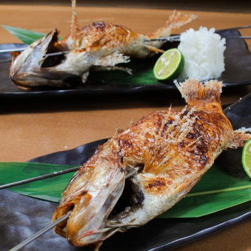 Grilled whole rosy seabass