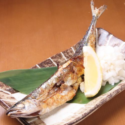 Charcoal grilled saury