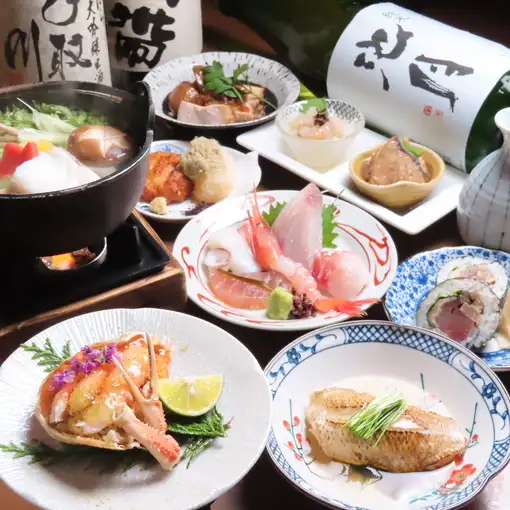【11,12月】香箱蟹半身,のどぐろ蒸し寿司付き！北陸の冬を堪能！2時間飲み放題コース〈全9品〉