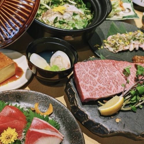 【極みコース】お刺身盛りやミスジの炭火焼きなど8品&信州地酒全種含む2.5時間飲放付7000円