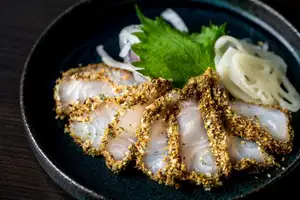 Crispy sea bream with the aroma of sea lettuce