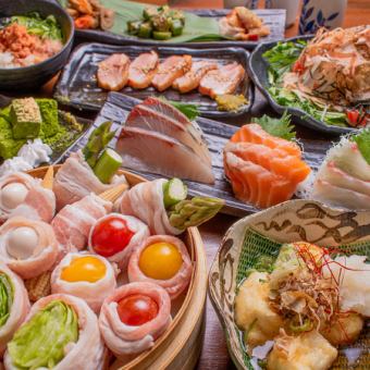 [Uguisu Satisfaction Course] Pork wrapped in steamed vegetables, 8 sashimi dishes, 120 minutes all-you-can-drink including beer 6000 ⇒ 5500 yen