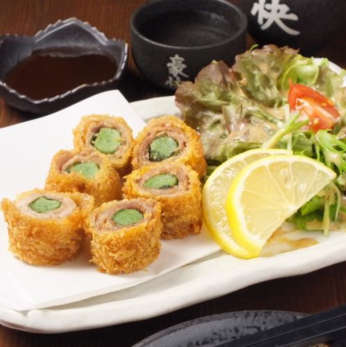 Raw wheat pork roll tempura