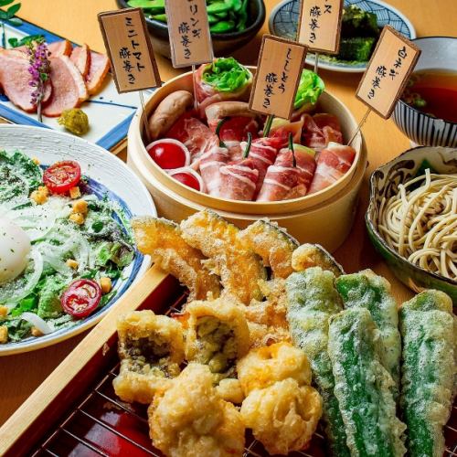 [Sunday-Thursday only] [120-minute all-you-can-drink] Pork wrapped in a steamer dish / 9-item tempura [Super Value Tempura & Steamer Course] ¥5,000 → ¥4,500