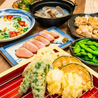 《宴会！平日限定》【120分飲放付】天ぷら5種含全11品［おまかせ天ぷらコース］4,500→4,000円