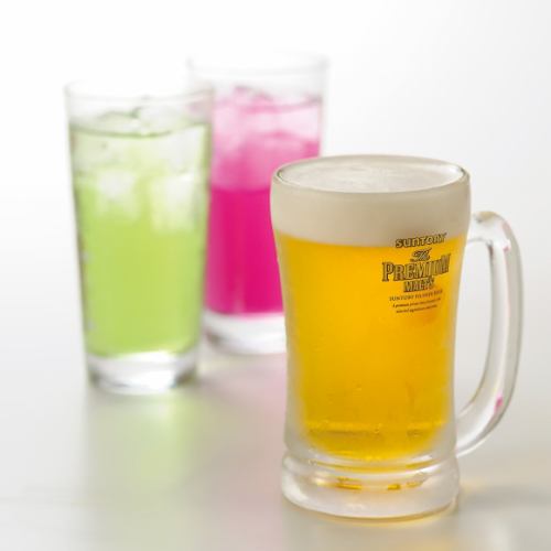 ドリンクバーは350円/飲み放題はコースに＋1780円