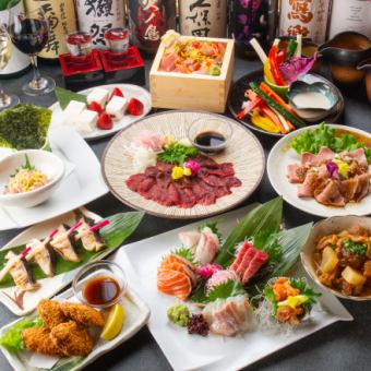 【3時間飲み放題】北海道海鮮ちらし寿司や十勝牛ローストビーフなど全10品『枇杷コース』6,000円