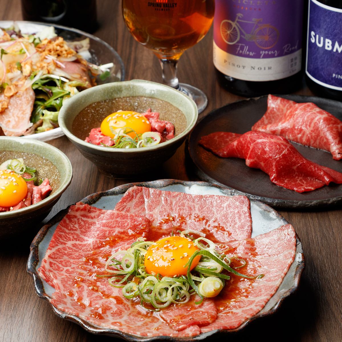 ★各種宴会や記念日に人気の肉酒場★黒毛和牛含む飲み放題付コース5500円