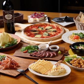 [90 minutes of all-you-can-drink included ☆ Stable course♪ 4,400 yen (tax included)] 10 dishes including our proud pot-grilled pizza and aged meat steak