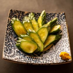 Cucumber pickled in a bottle