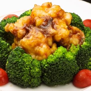 Broccoli and shrimp with XO sauce