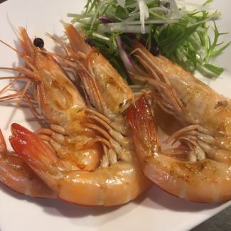 天使の海老　白ワイン蒸し