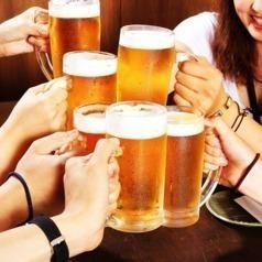 ＜単品飲み放題＞ビール付☆全37品1100円で２時間 ※金、土、祝前日、繁忙期18:00~20:00＋500円