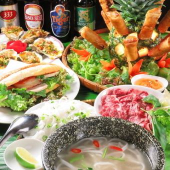 Vietnamese-style okonomiyaki, grilled oysters with green onions, etc. [8 dishes in total] 2 hours all-you-can-drink included 4,500 yen → 3,980 yen with coupon