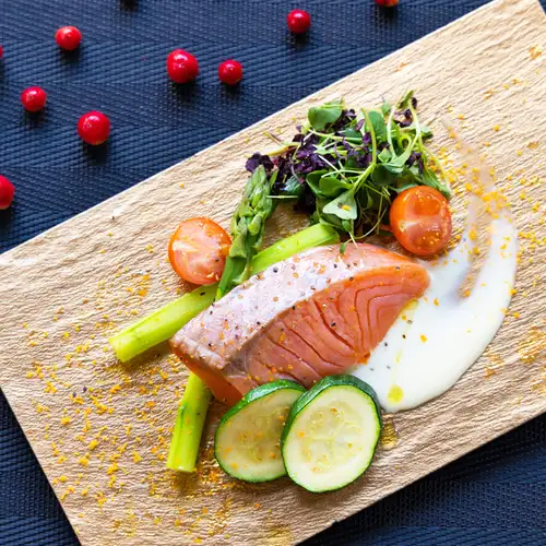 Bottarga and smoked salmon insalata