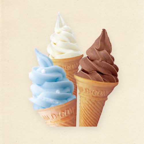 Soft ice cream (soda, cookies vanilla, vanilla, chocolate)