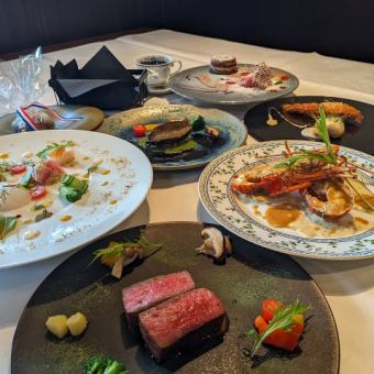 鮑魚、龍蝦、松阪牛肉的豪華套餐