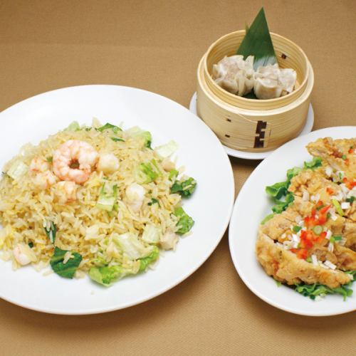 [Weekday Lunch] Fried rice & fried chicken set