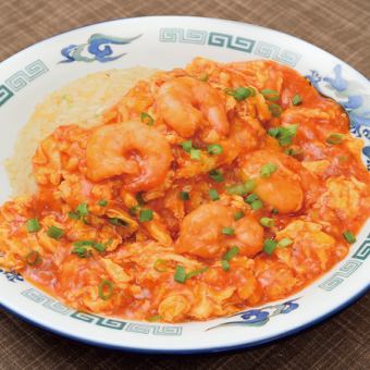 [Dry grilled shrimp fried rice] Shrimp chili egg fried rice