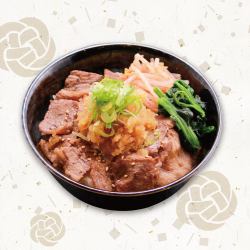 Kalbi rice bowl with grated daikon radish and ponzu sauce