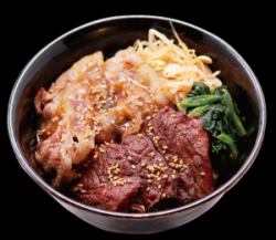 Skirt steak and kalbi rice bowl