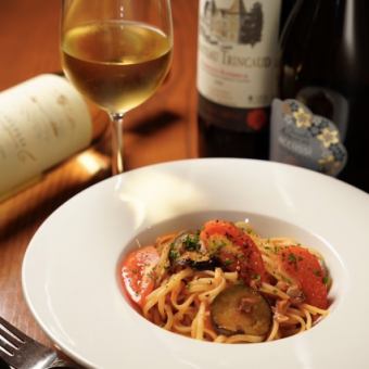 【お手軽コース】～昼・夜対応～ピザ＆パスタなど料理 全8品120分飲み放題付き3000円
