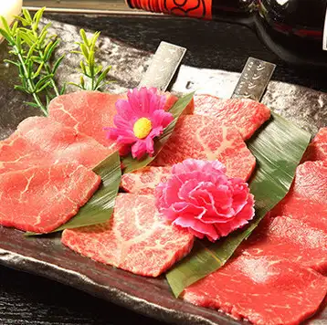 Two types of lean Japanese Black Wagyu beef platter