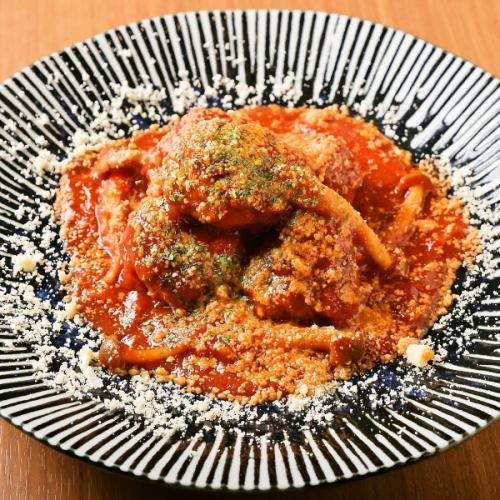 茶美豚ハンバーグのポルペッティー二 ゆずチーズソース