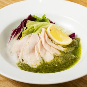 低温調理でしっとり鶏むね肉 ゆずジェノベーゼソース