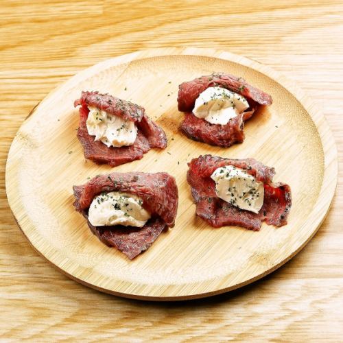 ゆず蜜クリームチーズとローストビーフ