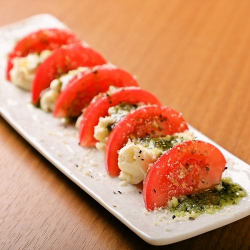 ゆず蜜クリームチーズとトマトのジェノバ風