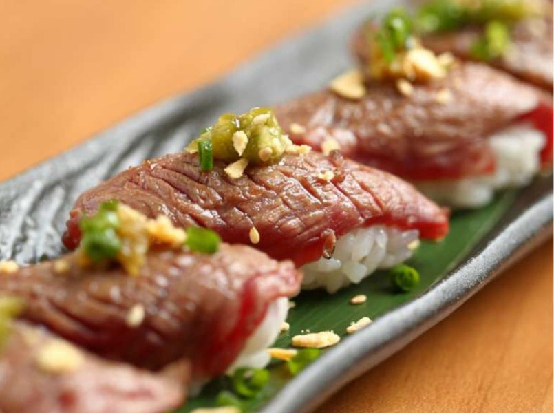 【晴特製】黒毛和牛の炙り寿司