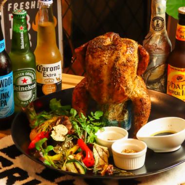 生ビール込2;5H飲放付【屋内ビアガーデン】BBQコース！ビア缶チキン、焼野菜等全7品5500円(税込)