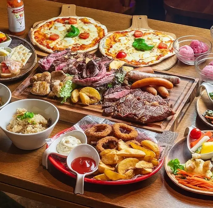 2時間飲み放題付き】お肉満喫！NICKの肉盛りコース6,050円（税込