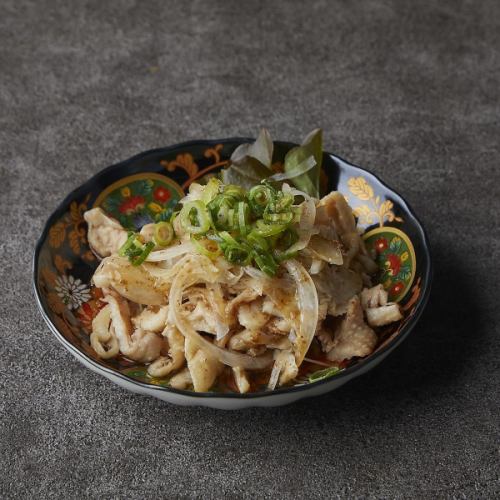 Chicken skin dressed with yuzu miso