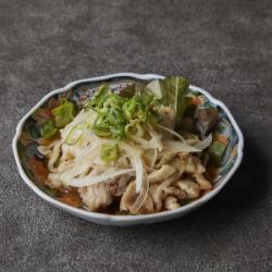 Chicken skin with green onion and ponzu sauce