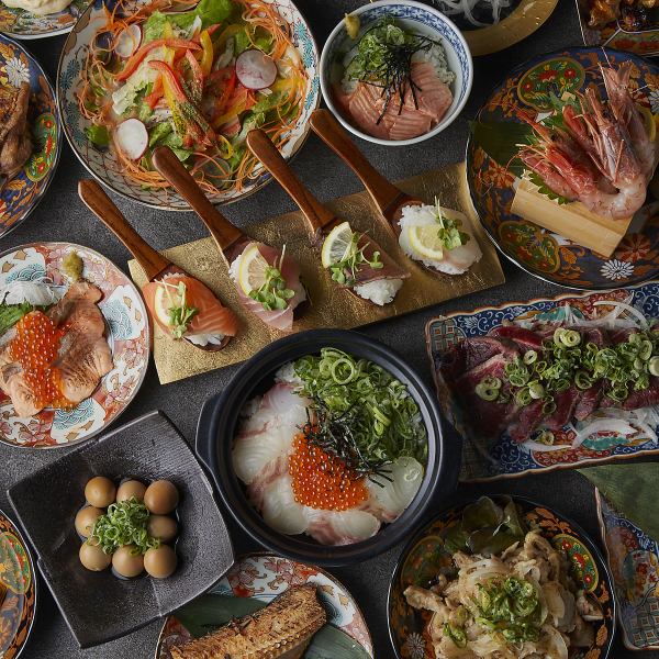 炉端料理やれんげに乗せた小さな芸術。一口ごとに広がる海の恵みと職人技を是非！創作お料理多数ご用意！！