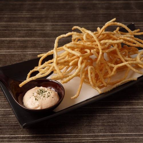 Deep-fried homemade raw udon noodles that make you addicted ~ with mentaiko mayodip ~