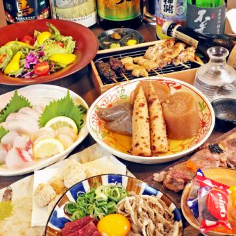 【忘年会、宴会に！】90分飲み放題付き『青天家コース』串焼き、お造り、肉寿司【クーポン有】