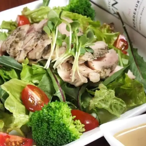 Aged chicken colorful vegetable salad