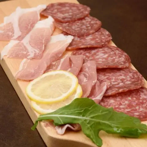 Raw ham and salami platter