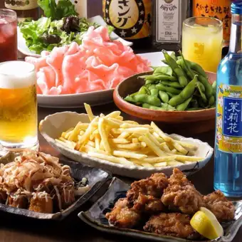 ■2小時暢飲「試吃套餐」:鮭魚片和海鮮炒麵(共6道菜)3500日圓 ⇒ 2500日圓