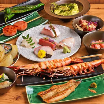 ■3-hour all-you-can-drink "HAMA" set menu: Today's grilled fish skewers, 5 kinds of sashimi, etc. (8 dishes in total) 5000 yen ⇒ 4000 yen